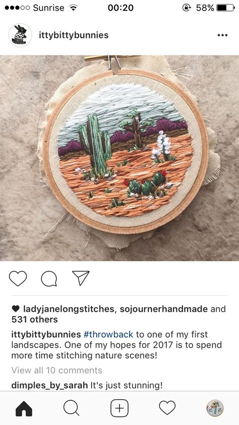 Desert cactus landscape embroidery thread painting Desert Embroidery, Embroidery Cactus, Landscape Embroidery, Thread Painting, Painting Landscape, Embroidery Inspiration, Embroidery Tutorials, Ribbon Embroidery, Hoop Art