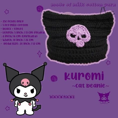 Hello Kitty Crochet, Crochet Tutorial Pattern, Easy Crochet Animals, Cat Beanie, Crochet Business, Cap Patterns, Crochet Design Pattern, Kawaii Crochet, Crochet Cap