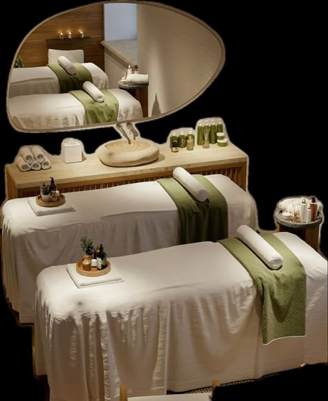 Spa Bed Setup Ideas, Massage Room Decoration, Spa Bed Decor, Massage And Spa Design, Spa Room Decor Massage Interior Design, Spa And Massage Interior Design, Small Spa Interior Design, Massage Salon Interior, Massage Clinic Interior Design