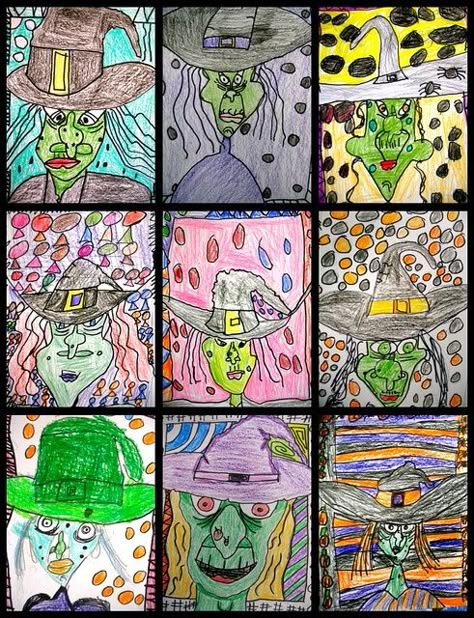 After reading The Witches by Roald Dhal, have kids draw the witch version of me! The Witches Roald Dahl Activities, Witch Art Drawing, Halloween Witch Drawing, The Witches Roald Dahl, Halloween Art Lessons, Witches Book, Roald Dahl Day, Halloween Art Projects, Witch Drawing