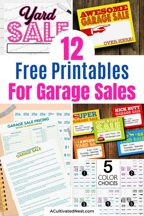 12 Handy Garage Sale Free Printables- Hosting a garage sale? Don’t miss out on these essential garage sale free printables to streamline your sale. Perfect for pricing, signage, and more. Click to download and get ready to sell like a pro! | #GarageSaleTips #FreePrintables #Declutter #yardSaleTips #ACultivatedNest Easy Garage Sale Pricing, Yard Sale Inventory Printable, Yard Sale Ideas Signs Free Printable, Free Garage Sale Printables, Garage Sale Pricing Guide 2024, Garage Sale Signs Printable Free, Pricing Signage, Price Tags For Clothing, Yard Sale Printables