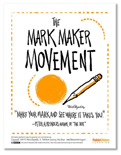 The Maker Movement is big these days. This is my twist on it: The Mark Maker Movement! Make your mark and see where it takes you! Press Toward The Mark, Make Your Mark Theme, Say Mean Matter Writing Strategy, Mark Kistler Drawing Art Lessons, International Dot Day, School Social Worker, 7th Grade Ela, Stem Classes, Teachers Toolbox