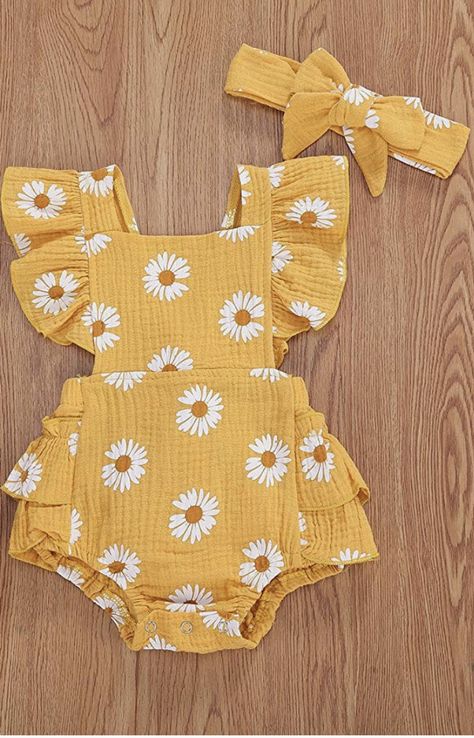 Baby Mode, Headband Outfit, Ruffle Romper, Girls Sweet, Matching Headband, Print Bodysuit