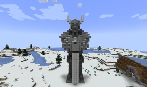 Minecraft Goddess Statue, Minecraft Knight Statue, Minecraft Dwarven Mine, Viking Minecraft Builds, Minecraft Norse Builds, Minecraft Dwarven Forge, Minecraft Dwarven Statue, Minecraft Statue Ideas, Minecraft Viking Statue