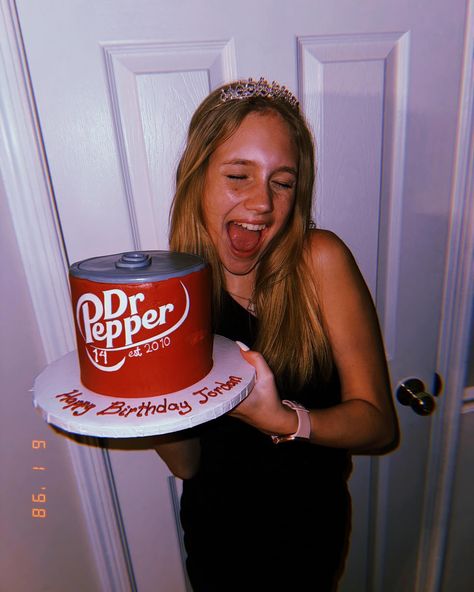 Same time next year? Dr Pepper Birthday, Soda Aesthetic, Crazy Birthday Cakes, Dr Pepper Cake, Same Time Next Year, Cute Birthday Ideas, 13th Birthday Parties, Birthday Planning, Pretty Birthday Cakes