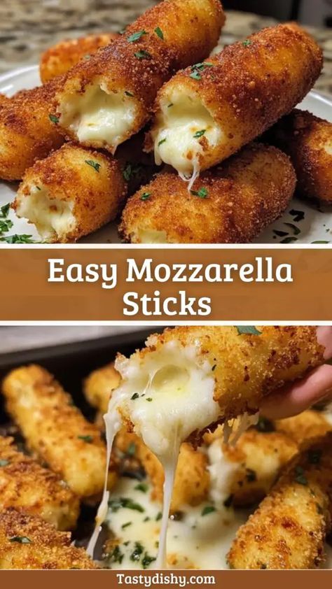 Easy Fried Food Recipes, Mozza Sticks Recipe, Mozzerella Stick Aesthetic, Mini Mozzarella Sticks, Homade Mozarella Sticks, Easy Delicious Dinner Recipes For Family, Appetizers For Drinking Party, Good Food To Make At Home Easy, How To Make Homemade Mozzarella Sticks