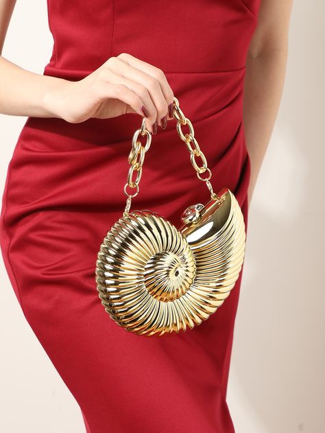 Miniature Conch Shell Design Fashionable Acrylic Evening Bag (Cannot Fit A Cellphone)I discovered amazing products on SHEIN.com, come check them out! Seashell Clothing, Shell Purse, Acrylic Bag, Acrylic Clutch, Silver Bags, Gold Bag, Novelty Bags, Gold Collar, Evening Handbag