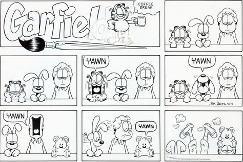 Jim Davis Garfield Sunday Comic Strip Original Art, dated 9-3-95 | LotID #123011 | Heritage Auctions Jim Davis Garfield, Cartoon Strip Template, Garfield Comic, Senior Jeans, Newspaper Comic Strip, Garfield Cartoon, Comics Strips, Sunday Comics, Garfield Comics