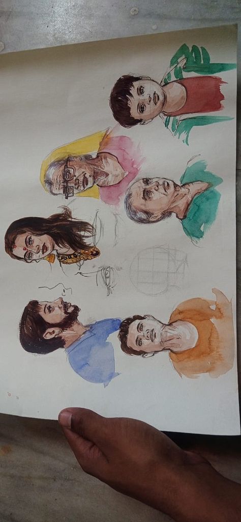 Watercolor Memory Drawing, Memory Drawing Figures, Memory Drawing For Intermediate, Tupac Artwork, Figures Sketch, Intermediate Drawing, Artwork Reference, Village Scene Drawing, Drawing Topics