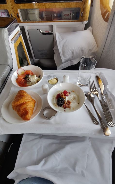 Private Airplane Aesthetic, Food In Airplane Aesthetic, Food In Airplane, Airplane Breakfast, Flight Photo Ideas, Airline Aesthetic, Business Class Aesthetic, Private Jet Food, Airplane Snap