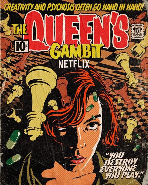 the queen's gambit (art by butcher billy) Queens Gambit, The Queen's Gambit, Comic Book, Phone Case, Queen, Magazine, Red, Hair, Art