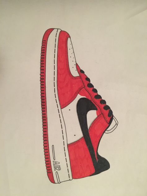 Nike Shoes Drawing Easy, Nike Jordan Drawing, Af1 Designs, Nike Shoes Drawing, Chicago Air Jordan 1, Sneakers Drawing, Shoes Drawing, Air Jordan Sneakers, Easy Doodles Drawings