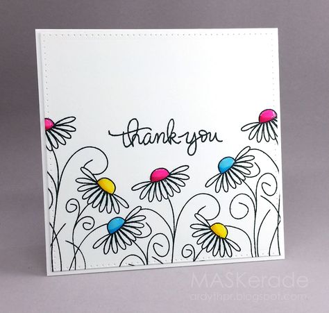 This week's Splitcoaststampers  Featured Stamper  is amymay998 . Her gallery  is full of fun, clever projects and I chose this one  as my... Ako Kresliť, Envelope Art, Mama Elephant, Card Drawing, Birthday Cards Diy, Watercolor Cards, Creative Cards, Flower Cards, Simple Cards