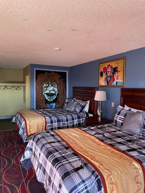 Which haunted hotel did we stay at last night? 😱 Take a wild guess! Was it the one with clowns lurking in the hallways or the one with ghostly ladies in red? The Clown Motel or the Historic Mizpah Hotel? 🤡💃👻 Either way, we didn't sleep a wink! #TheMizpah #TheClownMotel #WeSurvived #PennywisePajamas #GhostlyGiggles #TonopahTerrors #HauntedHotels #TheStuffOfNightmares #TheExorcistRoom #TheLadyInRed Mizpah Hotel, Clown Motel, Haunted Hotel, Best Horror Movies, Best Horrors, The Exorcist, The Clown, At Last, Horror Movies