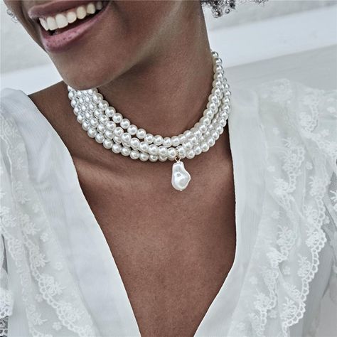 Smarter Shopping, Better Living!  Aliexpress.com Layered Pearl Necklace, Elegante Y Chic, Stylish Necklace, Beaded Collar, Pearl Choker Necklace, Pearl Design, Beaded Choker Necklace, Choker Collar, Baroque Fashion