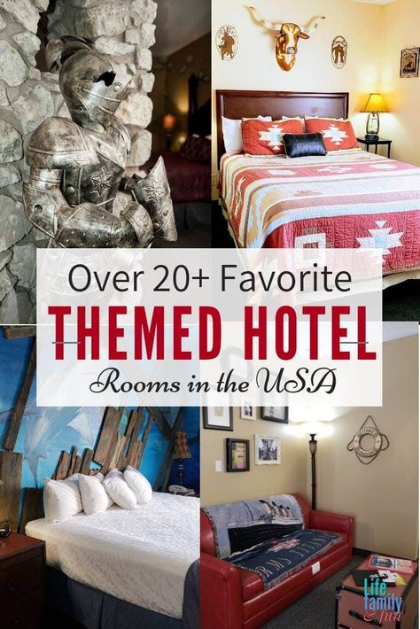 Staying in a hotel and pampering yourself is always fun, but what about staying in a themed hotel room? Here are 20+ our of favorite themed hotel rooms in the USA. #BloggingBranson StoneCastleHotel #ThemedHotelRooms Themed Hotels, Unique Hotel Rooms, Boutique Hotel Bedroom, Hotel Theme, Romantic Hotel Rooms, Themed Hotel Rooms, Pampering Yourself, Boutique Hotel Room, Theme Hotel