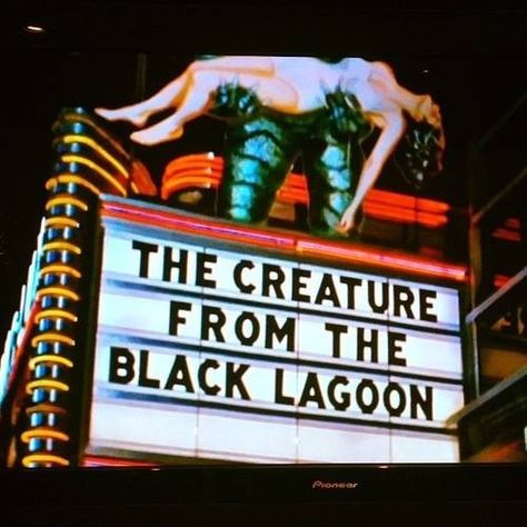 Movie Theatre Marquee The Creature From The Black Lagoon Movie Marquee, Francois Truffaut, Creature From The Black Lagoon, The Black Lagoon, Famous Monsters, Fiction Movies, Scary Monsters, Movie Theaters, Science Fiction Film