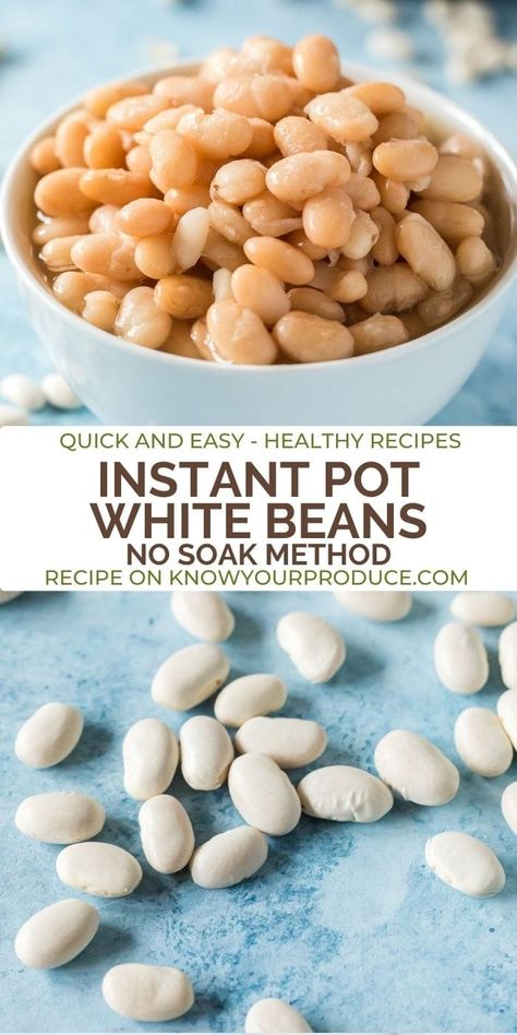 Instant Pot White Beans, Instant Pot Beans, Pressure Cooker Beans, Pot Beans, Dry Beans Recipe, Cook Beans, White Bean Recipes, How To Soak Beans, Canning Food