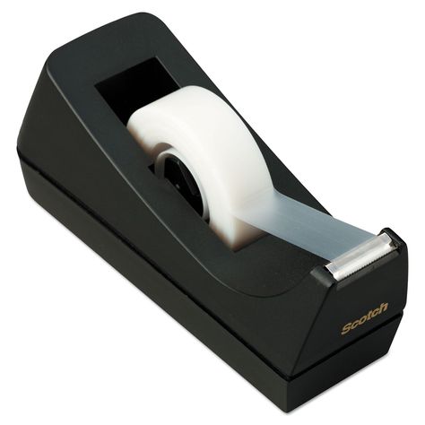 Scotch - Desktop Tape Dispenser, 1" Core, Weighted Non-Skid Base - Black - Sam's… Office Tape, Tape Dispensers, Styled Desktop, Clear Tape, Packaging Tape, Scotch Tape, Tape Dispenser, Make A Gift, Stationery Items