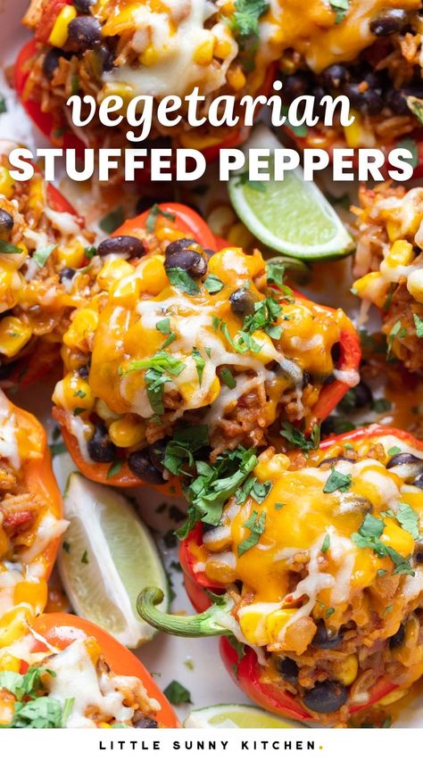 Healthy Vegetarian Stuffed Peppers, Stuffed Peppers With Black Beans, Beyond Meat Stuffed Peppers, Mexican Rice Stuffed Peppers, Fresh Vegetable Snack Ideas, Vegetarian Venezuelan Recipes, Veg Stuffed Peppers, Stuffed Pepper Vegetarian, Stuffed Peppers Meatless