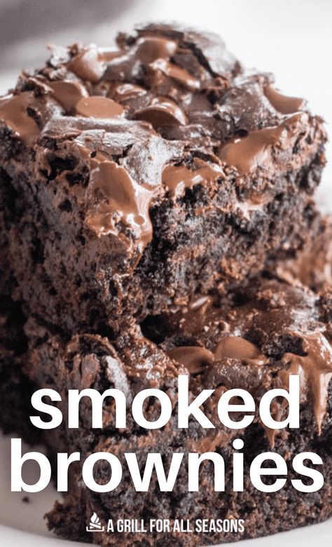 Brownies On The Smoker, Smoker Brownies, Easy Smoked Desserts, Smoked Baked Goods, Traeger Brownies, Smoked Cookie Recipes, Desserts On The Smoker, Pellet Grill Desserts, Smoked Cobbler Recipes