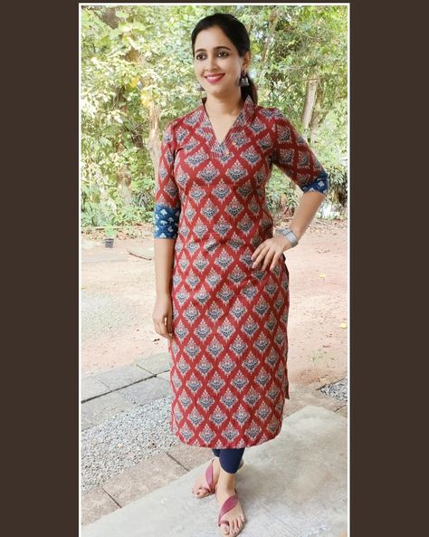 Designer Kurtis starting from 600 rps Kalamkari Kurti Pattern, Kalamkari Churidar Designs, Kalamkari Kurta Designs Latest, Kurtis Models, Stand Collar Kurti Pattern, Unique Kurti Designs, Leggings Kurti, Ajrakh Kurta Designs, Kalamkari Kurta Designs