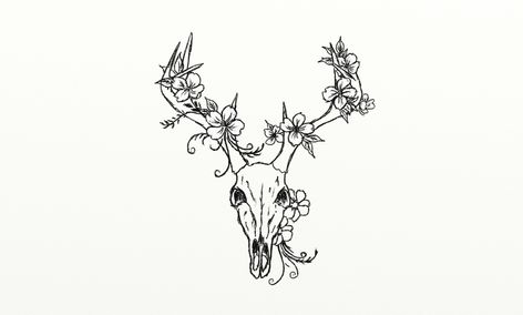 #deer #deerskull #feminine #flowers #antlers #decorated #studio13tattoomg #original #sketch Tattoo With Antlers And Flowers, Floral Antlers Tattoo, Deer Antlers Drawing, Antlers With Flowers Tattoo, Deer Antler Tattoo With Flowers, Deer Antlers With Flowers Tattoo, Antlers Drawing, Antler Tattoo, Flower Tattoo Stencils