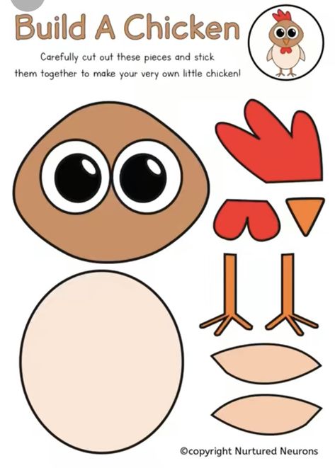 Chicken Craft, Farm Theme Preschool, Farm Animal Crafts, Chicken Crafts, Cute Chicken, Simple Chicken, Farm Crafts, Hand Crafts For Kids, Animal Crafts For Kids