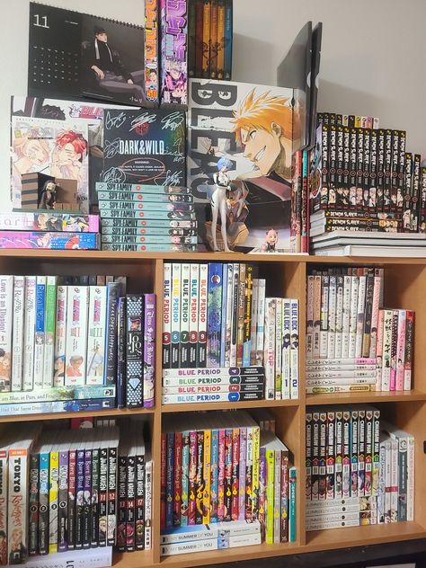 Manga Organization, Manga Core, Manga Shelving, Manga Shelves, Manga Room, Manga Shelf, Anime Bedroom Ideas, Kawaii Room Ideas, Otaku Room