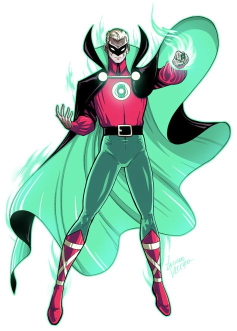 Green Lantern Art, Alan Scott Green Lantern, Green Lantern Characters, Green Lantern Movie, Frank Miller Comics, Alan Scott, Lantern Art, Green Lantern Corps, Dc Comics Heroes