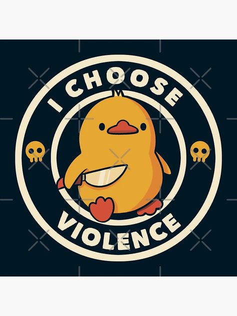 " I Choose Violence Funny Duck by Tobe Fonseca" Sticker for Sale by tobiasfonseca | Redbubble Small Knife, Funny Duck, Yellow Duck, Drawing Inspo, I Choose, Text Me, Choose Me, Ducks, Pet Birds