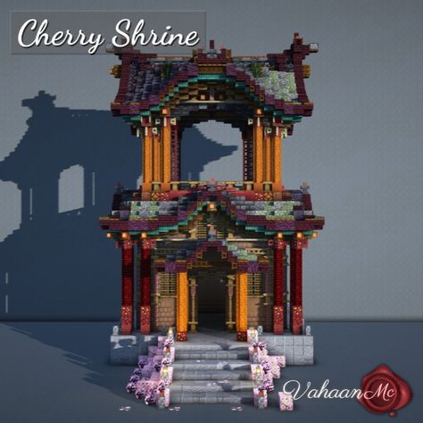 Ideas for 1.20 Minecraft Cherry Blossom Japanese builds! Minecraft Japanese Entrance, Chinese Minecraft Builds, Minecraft 1.20, Cherry Blossom Builds, Minecraft 1.20 Builds, Minecraft Shrine, Minecraft Lantern, Japanese Minecraft Builds, Minecraft Wall Designs