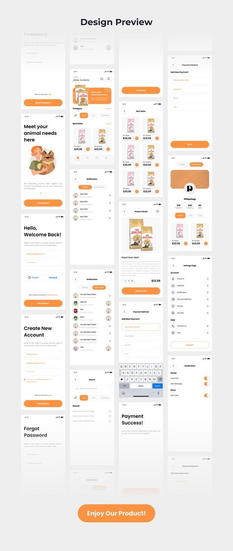 PittaShop - Pet Care App UI KIT PittaShop - Pet Care App UI KIT Onboarding App, Ui Kit Design, Pet Store Design, Nutrition App, Ux Kits, Medical App, Ios App Design, Mobile Application Design, Planning App