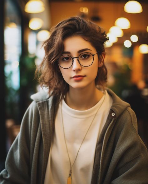 Dark Academia Women, Glasses Portrait, Profile Reference, Aesthetic Reference, Philippines Culture, Actress Hairstyles, Short Brown Hair, Cozy Mystery, Cute Love Wallpapers