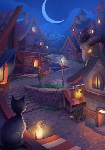 Witch Village Witch Village, Witch Comic, Town Drawing, Village Drawing, Witch Hut, Graphic Novel Illustration, Witches Castle, Forest Village, Night Witches