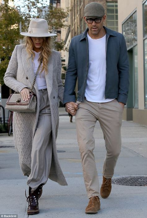 #couplesgoals #casualstyle #Blakelively #ryanreynolds Nyc Baddie, Blake Ryan, Ryan Reynolds Style, Blake Lively Ryan Reynolds, Romantic Walk, Blake Lively Style, Wardrobe Stylist, Mens Fashion Casual Outfits, Mens Pants Fashion