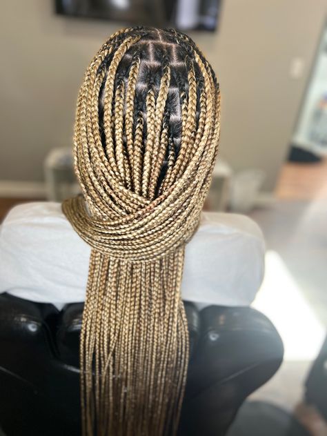 Colors 27/613 Color 27 And 613 Knotless Braids, 27 And 613 Knotless Braids, 613 Knotless Braids, Colored Knotless, Box Braids Color, Blonde Knotless, Braids Color, Blonde Braids, Short Braids