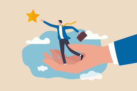 Career development support, assistant or... | Premium Vector #Freepik #vector #business #people #star #hand Support Illustration, Leadership Vision, Business Goal, Education Poster Design, Star In The Sky, Modern Classroom, Coaching Skills, Illustration Story, Senior Management