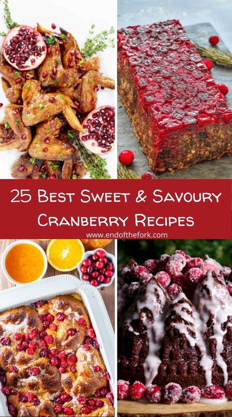 Get into the festive spirit with these delicious cranberry recipes for everything from brunch, appetizers, to meats, vegetarian dishes, sides, desserts, and drinks. #cranberryrecipes #cranberry #holidayrecipes #thanksgivingrecipes #christmasrecipes Cranberry Recipes Savory, Green Beans With Cranberries, Orange Cheesecake Recipes, Cranberry Recipe, Cranberry Christmas Cake, Cranberry Smoothie, Brunch Appetizers, Mini Pumpkin Cheesecake, Pomegranate Recipes