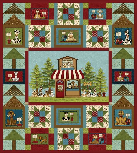 Pet Rescue- Panel Quilt Kit Free Project Quilt Kits The Whole Country Caboodle Fabric Panel Quilts, Dog Quilts, Medallion Quilt, Pet Rescue, Panel Quilts, Fabric Panel, Quilt Sizes, Quilt Kits, Quilt Kit