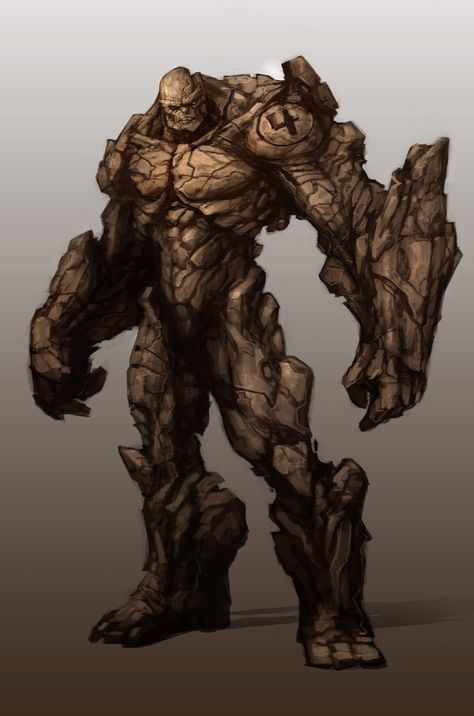 Golias The Thing Fantastic Four Art, Stone Golem Concept Art, Golem Fantasy Art, Fantasy Monster Concept Art, Golem Concept Art, Stone Elemental, Golem Art, Jerad Marantz, Stone Golem