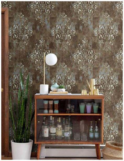 HaokHome 94005 Vintage Damask Peel and Stick Wallpaper 17.7" x 19.7ft Brown/White Vinyl Self Adhesive Wall Paper Design for Walls Bathroom Bedroom Home Decor : Amazon.com.au: Home Improvement Contact Paper Wall, Autumn Bedroom, True Autumn, Wallpaper Decor, Room Wallpaper, Beautiful Bathrooms, Bathroom Bedroom, Chic Home, White Vinyl