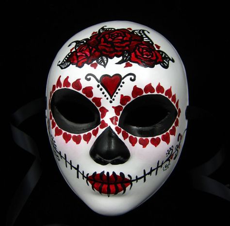 Day Of The Dead Mask, Sugar Skull Artwork, Den Mrtvých, Paper Mache Mask, Mascaras Halloween, Mexican Mask, Mask Images, Antique Porcelain Dolls, Clown Mask