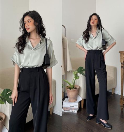 old money aesthetic, classy Minimalism Outfit, Army Outfit, Silk Shirts, Casual Professional, Korean Casual Outfits, Business Casual Outfits For Work, Feminine Chic, Gardening Outfit, Classy Work Outfits