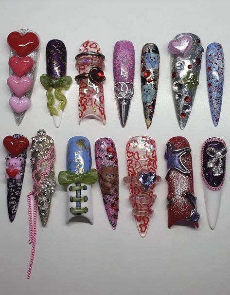 Crazy Nail Art Unique, Deco Nails, Fall Acrylic, Junk Nails, Business Nails, Crazy Nail Art, Punk Nails, Crazy Nails, Pretty Gel Nails