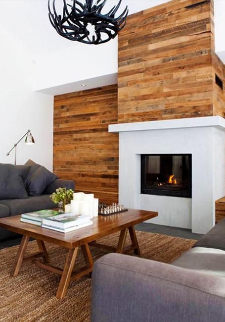 Wooden Walls, Latest Trends and Modern Wall Design Ideas Contemporary Living Room Design, Contemporary Living Room, A Living Room, Contemporary Living, Pallet Furniture, A Fire, Contemporary Decor, Home Fashion, Modern Living Room