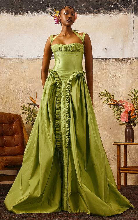 Orange Cocktail Dresses, The Caribbean Islands, Silk Long Dress, Green Gown, Silk Dress Long, Wedding Attire Guest, Cute Outfits For School, Grad Dresses, Silk Maxi Dress