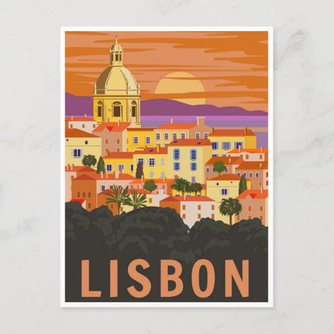 vintage travel retro watercolor Lisbon Portugal  Postcard Portugal Postcard, Lisbon Tram, Retro Watercolor, Vintage Postcards Travel, Explore Travel, Lisbon Portugal, Travel Lover, Postcard Size, Vintage Travel