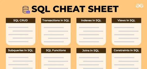 SQL Cheat Sheet ( Basic to Advanced) - GeeksforGeeks Sql Cheat Sheet, Software Design Patterns, Theory Of Computation, Sql Commands, Pl Sql, Learn Sql, Java Programming Language, Relational Database, Interview Questions And Answers