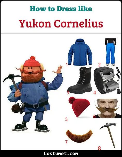 Yukon Cornelius (Rudolph the Red-Nosed Reindeer) Costume for Cosplay & Halloween 2023 Yukon Cornelius Costume, Rudolph Characters, Hermey The Elf, Yukon Cornelius, Reindeer Costume, Black Snow Boots, Outdoor Coats, Misfit Toys, Pom Pom Beanie Hat